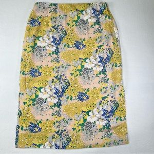 J. Crew Floral A Line Pencil Skirt Lined Side Slit 12 NWOT